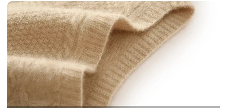 Loose-Fitting Black V-Neck Thick Knitted Vest